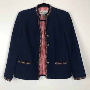 Lang Originals l Vintage? Navy Floral Trim Coat